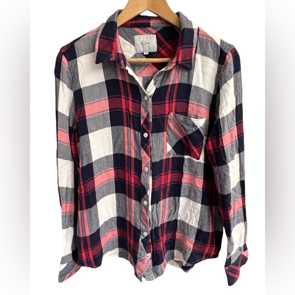 Rails Tops - RAILS Women’s Hunter Plaid Button-Up Long Sleeve Shirt Red White Blue Size M